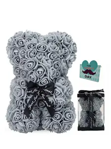 Father's Day Gift Box, Rose Bouquet Bear Card, Birthday Present for Elders, Special Message Card, Elegant Packaging, Perfect Gesture