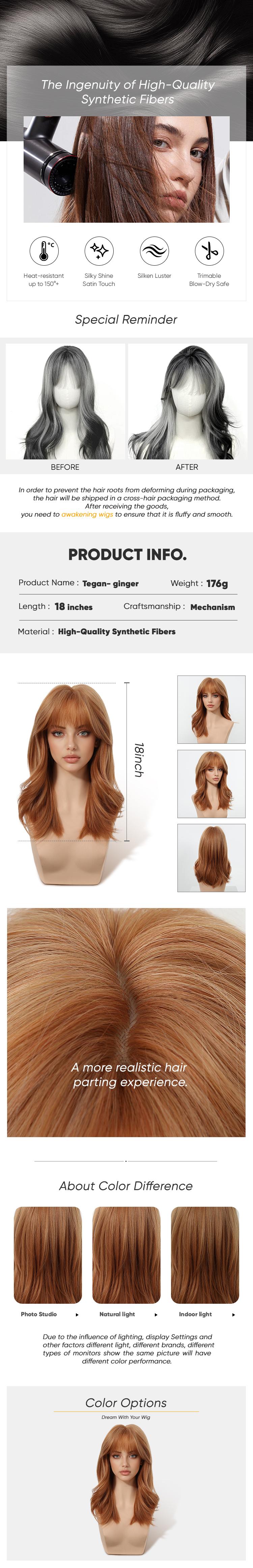 Tegan C-DWY Machine Made Mid-length Wavy Hairstyle with Blunt Bangs Light Ash Blonde Glueless Synthetic Wig for Women 18 Inches