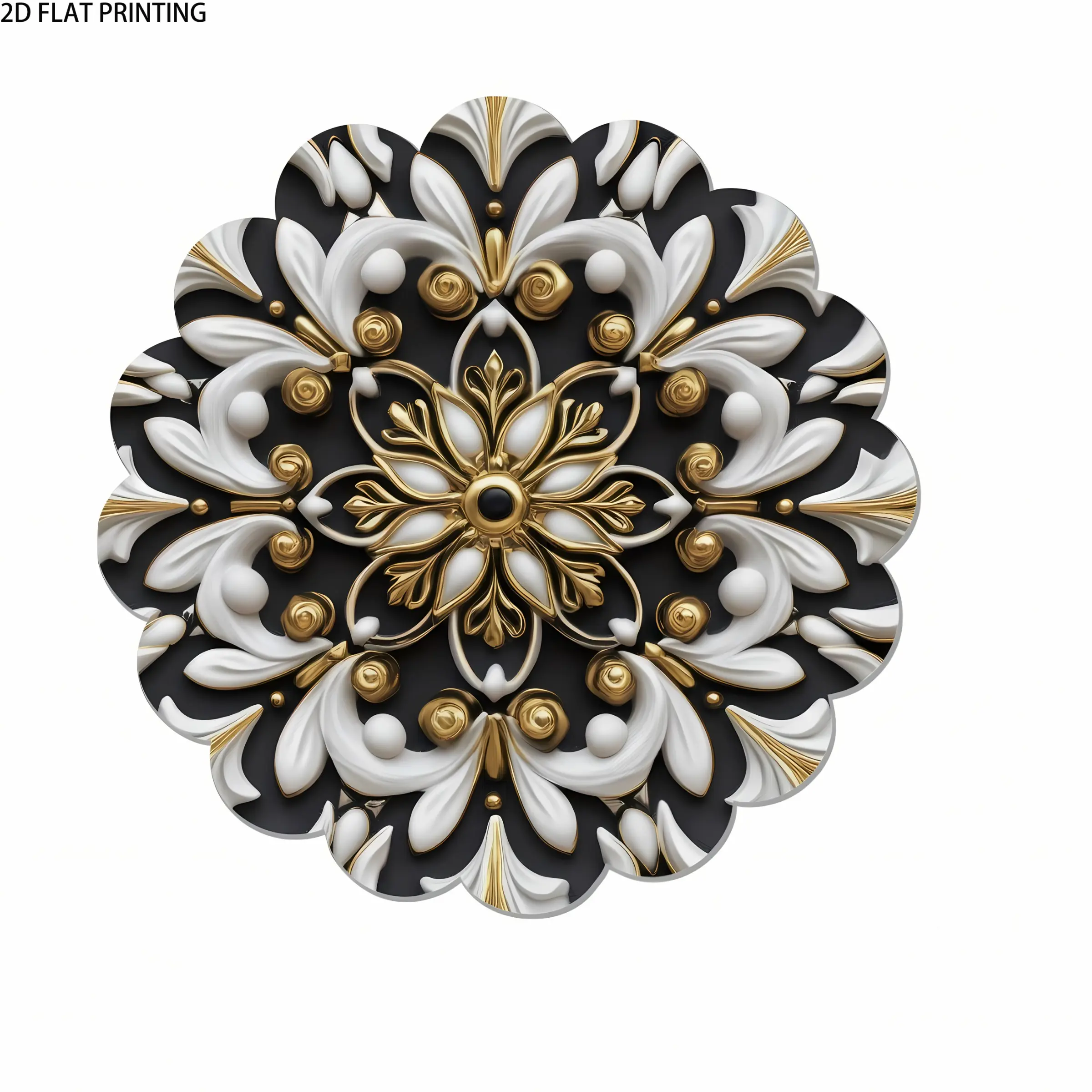 2D flat printing, 2-piece/4-piece/6-piece/8-piece set of white gold floral wave placemats - heat-resistant and fashionable restaurant decoration, perfect for daily use, holiday table decoration, gold embellishment