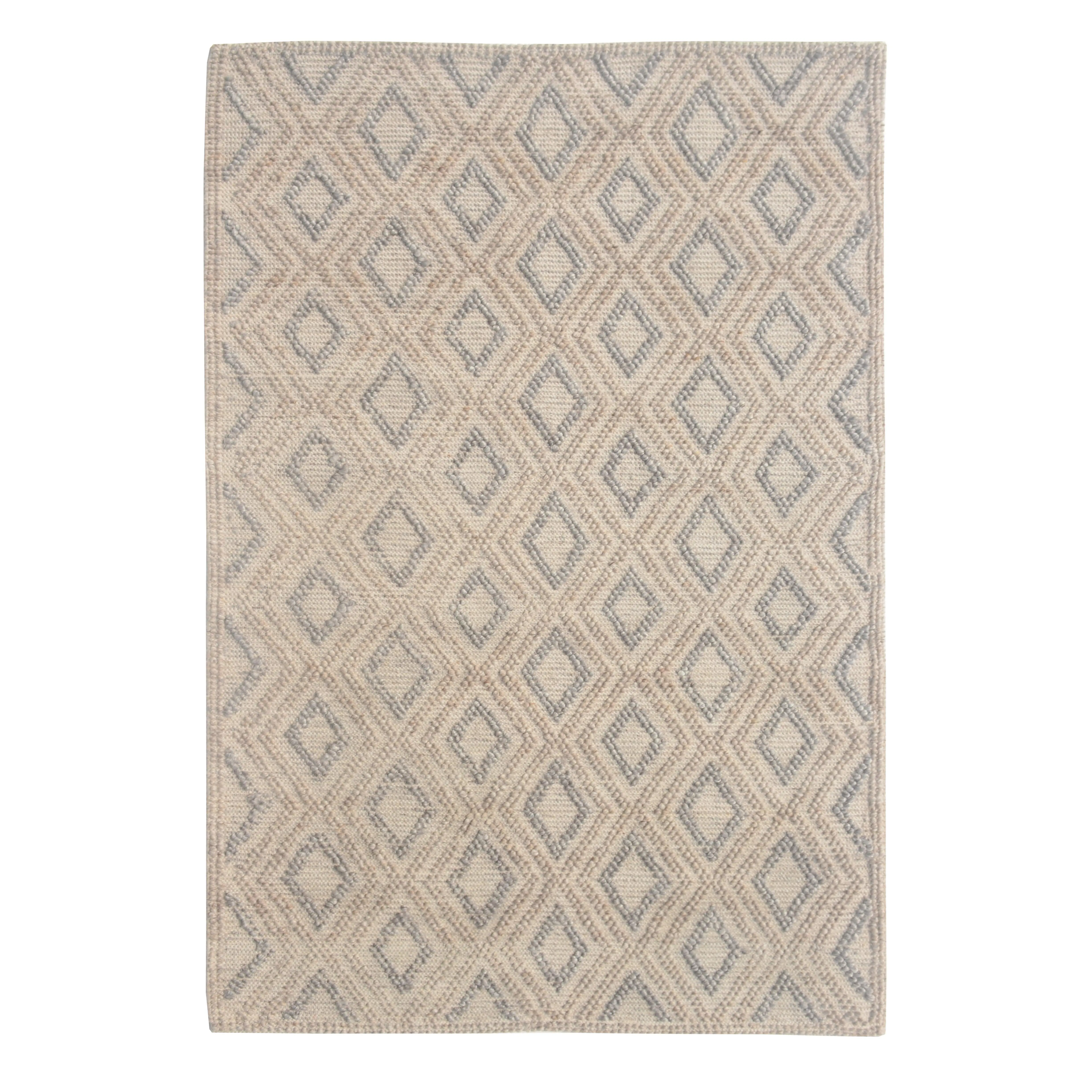 Chloe 7722 Natural Grey Diamond Handwoven Performance Area Rug - KAS