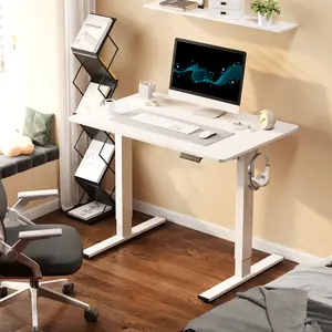 【TikTokShopBlackFriday】Adjustable Height Standing Desk，Electric Whole-Piece Desktop White Desk, 40 x 24 Inches Sit Stand Desk for Home Office