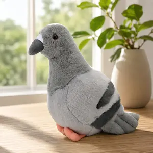 25cm/9.84in Lifelike Gray Dove Toy Garden Decoration Simulation Plush Animal Study Prop Toy Birthday Gift Home Room Decor Cuddly Stuffed Animal Soft Stuffed Animals Soft Huggable