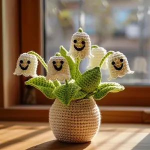 Handmade Crochet Flower Halloween Decor, Handcrafted Halloween Decor for Desk or Shelf, Halloween Ghost Flower Decoration, Halloween Gift Idea