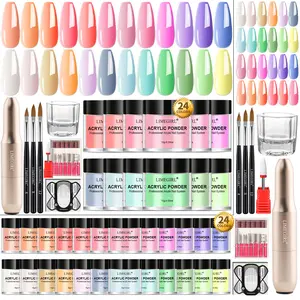 Nail Art Kit with UV LED Lamp, 30+ Colors Glitter Powder, Gel Polish Base & Top Coat, Nail Drill & Tools for DIY Manicure Pedicure, Acrylic Nail Set, Professional Nail Supplies Set for Home & Salon Use