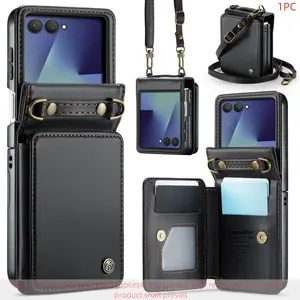 For Galaxy Z Flip 7 Phone Case with Card Slot, Rfid Shield, Magnetic Closure, Shockproof, Unisex Wallet Design, Durable Stand