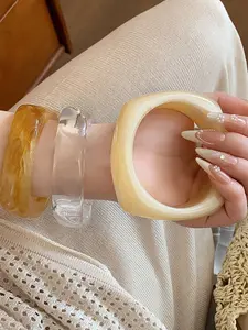 Irregular Resin Bangle Bracelet, Unique Design Jewelry Accessory, Elegant Jewelry Bracelet, Stylish Handmade Craftsmanship, Perfect Gift Idea for Women & Girls, Exquisite Trendy Bracelet, Exquisite Bracelet