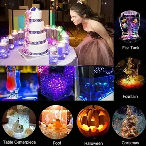 Mini Submersible LED Lights,Small Underwater Tea Lights Candles Waterproof with Remote Battery Operated,RGB Color Changing for Vase Home Party Wedding Table