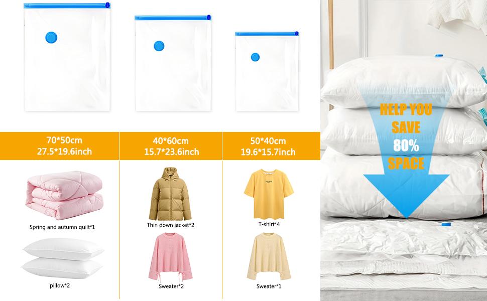 10Pack Vacuum Storage Bags(4S+4M+2L),Vacuum Seal Bags with Electric Pump,Ideal Home Supplies Space Saver Storage Bags,Suitable For Home, Apartment & Travel Use