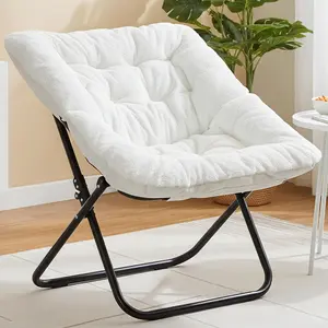 Soft Faux Fur Folding Chair – Comfy Lounge for Adults, Teens & Kids – X-Large Foldable Reading Chair for Bedroom, Living Room, Dorm