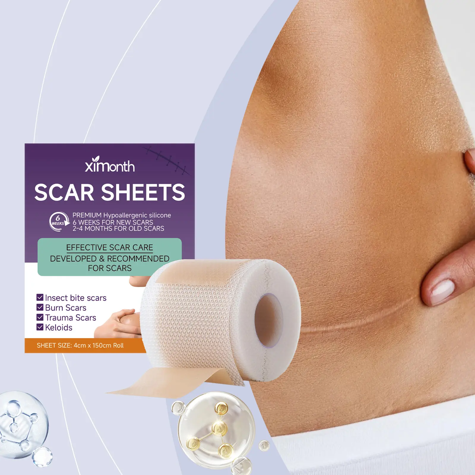 Silicone Scar Tape - Daily Skincare Tool for Effective Scar Reduction Scar Solution Scar Removal Strips Acne Scar Remover Scar Tape derma stamp