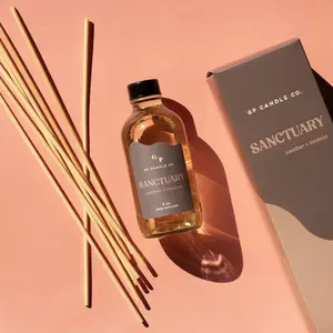 Sanctuary (Leather + Incense) 4 oz. Archivist Reed Diffuser Glass Bottle Oil Luxe Set Freshener Fragrance Aroma Scented Scent
