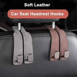 Car hook, for car interior decoration, bag holder, double hook, made of leather, small hook, suitable for cars