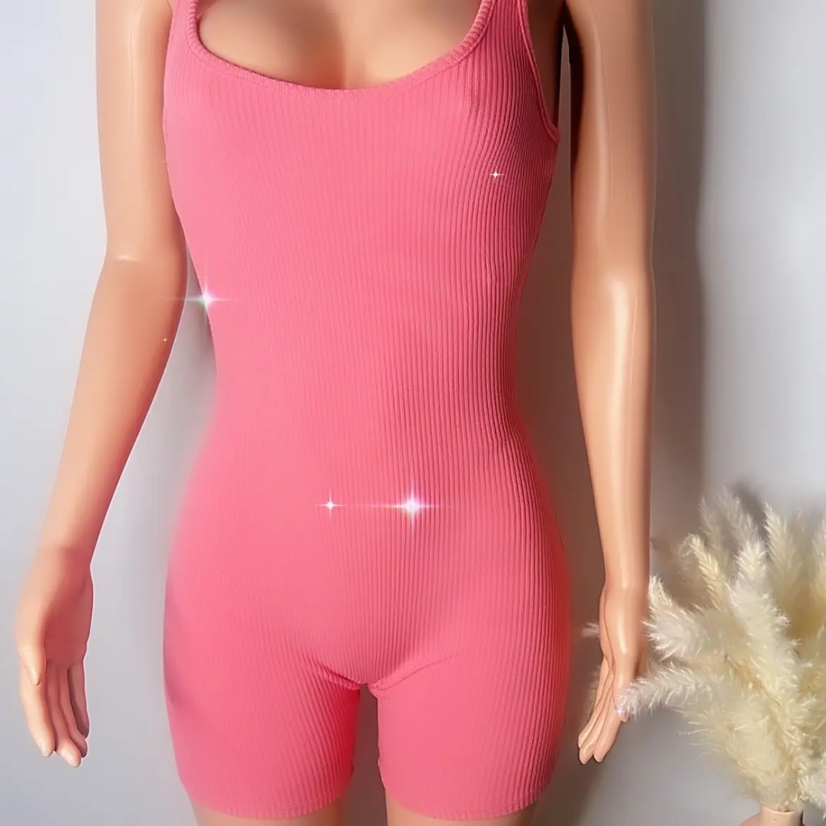 Open Back Tie Pink Romper