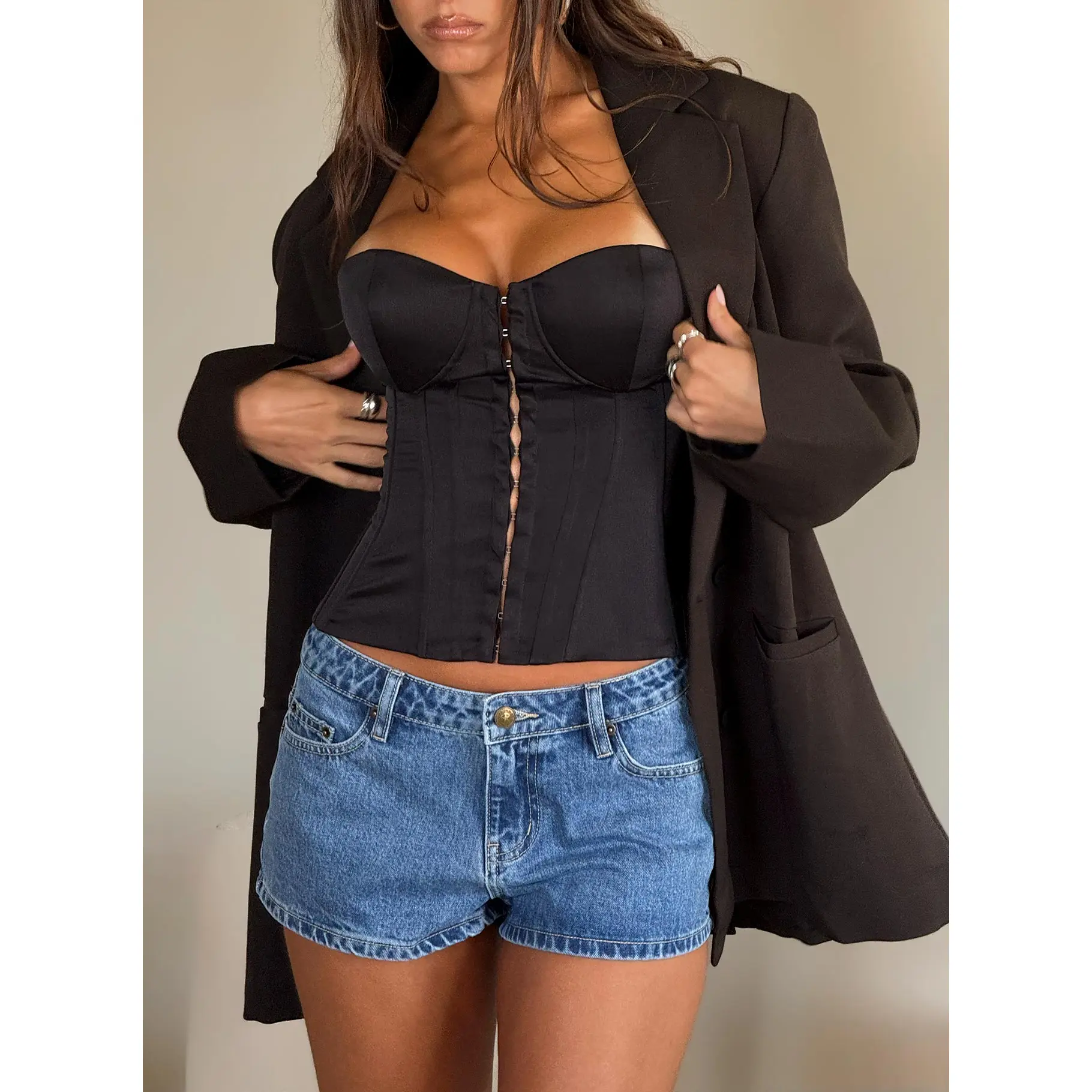 Afelia Strapless Corset Top Black