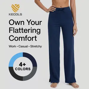 Women's High Waisted Athletic Wide Leg Pants Soft Stretch Yoga Lounge Workout Trousers with Pockets