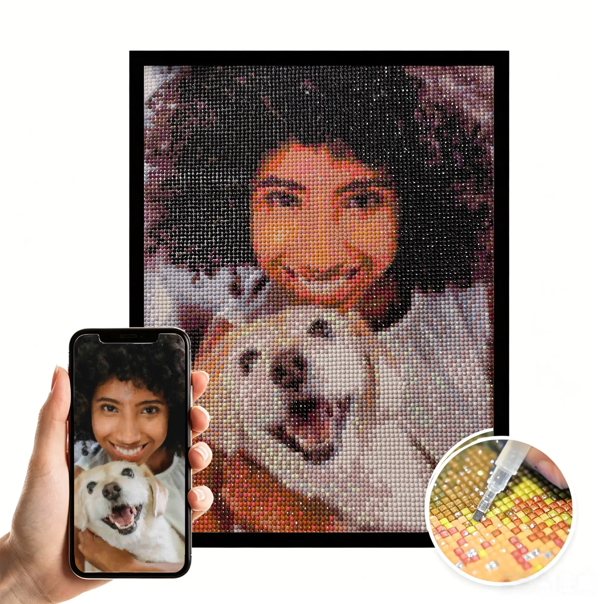 Personalized Custom Full Drill DIY Diamond Painting Kits - 23.6x23.6 inch/60x60 cm, Customizable Photo Canvas, All Ages Crafts, Home Wall Decor Gifts for Loved Ones