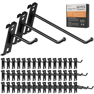 INCLY 2/4/6 Inch Gridwall Hooks, 60 Pack Heavy Duty Black Display Hooks for Grid Wall Panels, Grid Wall Accessory for Storage Display Clothes in Retail Shop Garage