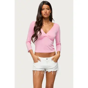 Mar V Neck Quarter Sleeve Top