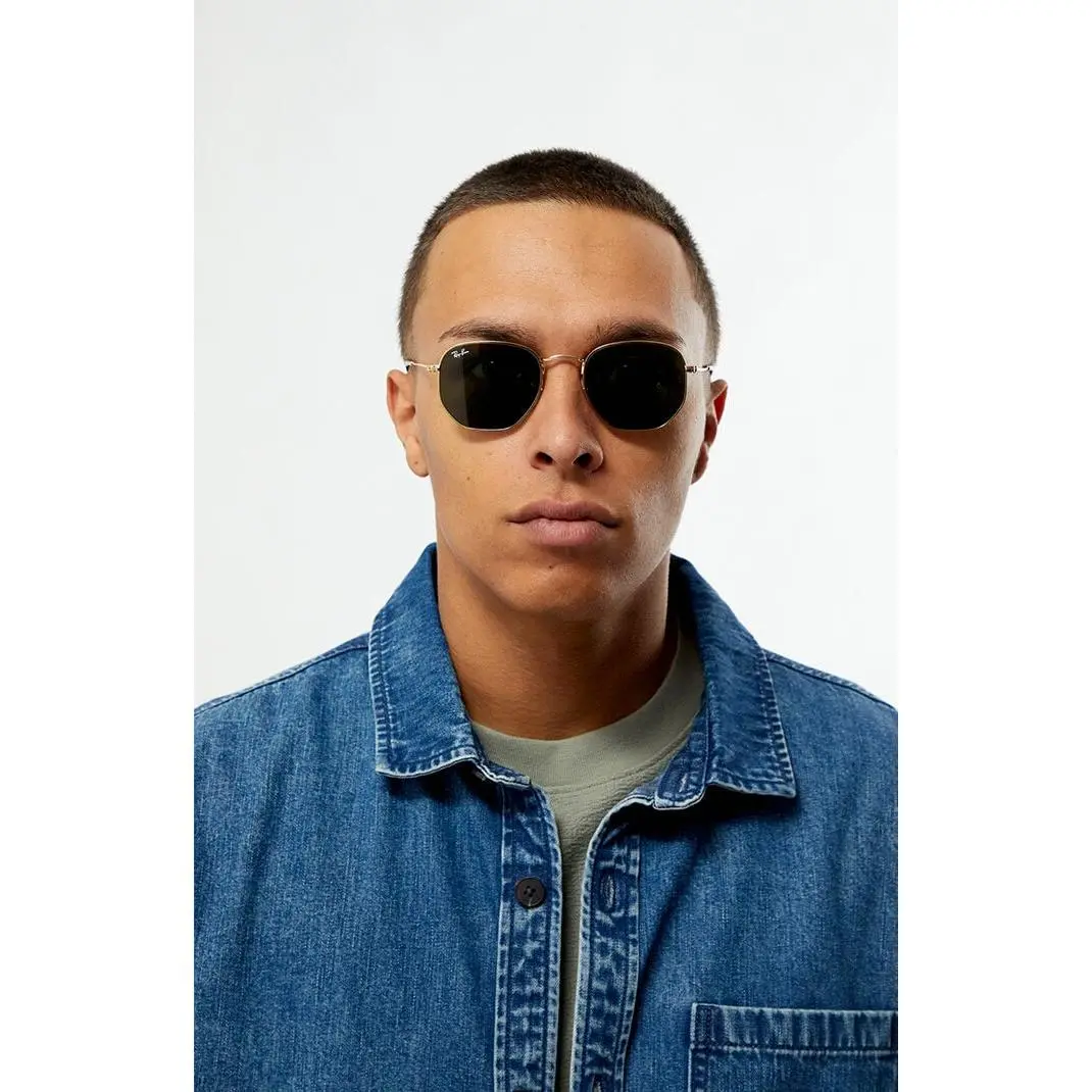 Ray-Ban Men's RB3548 Gold Hexagonal Sunglasses Ray-Ban Men's RB3548 Gold Hexagonal Sunglasses