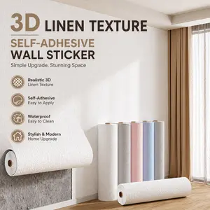 3D Linen Textured Self-Adhesive Decorative Wall Stickers - Peel and Stick Wallpaper Designs, Easy-to-Apply DIY Home Decor for Living Room, Decorative Wallpaper