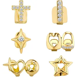 6 Pcs Golden Grillz for Your Teeth Punk Single Grills for Men Women Hip Hop Rapper Accessories