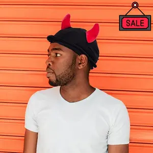 Satin Lined Devil Horns Halo Turban - Stylish Pre-Tied Head Wrap for Halloween, Unisex Durag Bandana for Men & Women, Perfect Costume Accessory