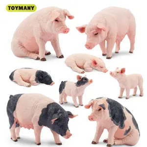 TOYMANY 8pcs Realistic Look Pig Figurines Collector Set, Plastic Farm Animal Theme Unisex Set Toys, Age 3+ Kids Toddler Gift for Birthdays, Christmas,summervibes
