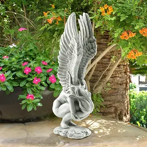 Rescue Angel Sculpture, Resin Wings Angel Statue, European Vintage Meditative Angel Art, Indoor Outdoor Garden Decor, Home Desk Living Room Bookshelf Ornament, Memorial Gift