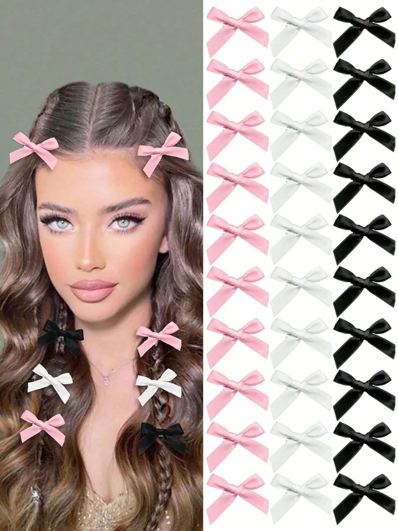 30pcs Bow Hair Clips Mini Bowknot Ribbons Sweet Bow Hair Clips Non-Slip Hair Clips Cute Hair Clips Barrettes Bowknot Hair Accessories For Women, Fashion Hair Accessories, Hair Barrettes Claw Clips Hair Clip Set Super Cute Clips
