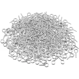 100 Pcs Small Screw Eye Pins, 10mm x 5mm Small Eye Hooks, Eye Hooks Screw is Suitable for Jewelry Making, Pendant Beads, DIY Making (Silver)