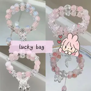 Manifestation Bag Lucky Bag Shinning Glass Bracelet for Women ，Trendy Bracelets Collection Blind Bag ，Worry Bag Relax Bag Gifts for Girls