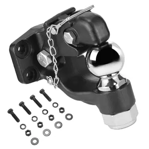 【fathersdaygift】VEVOR Pintle Hook, 30000 lbs Towing Capacity, Trailer Hitches Receiver Hook Combination 2-5/16-inch Hitch Ball, Fits 2.5 to 3-inch Lunette Ring with Mounting Kit, Wear-resistant, Black Powder Coat