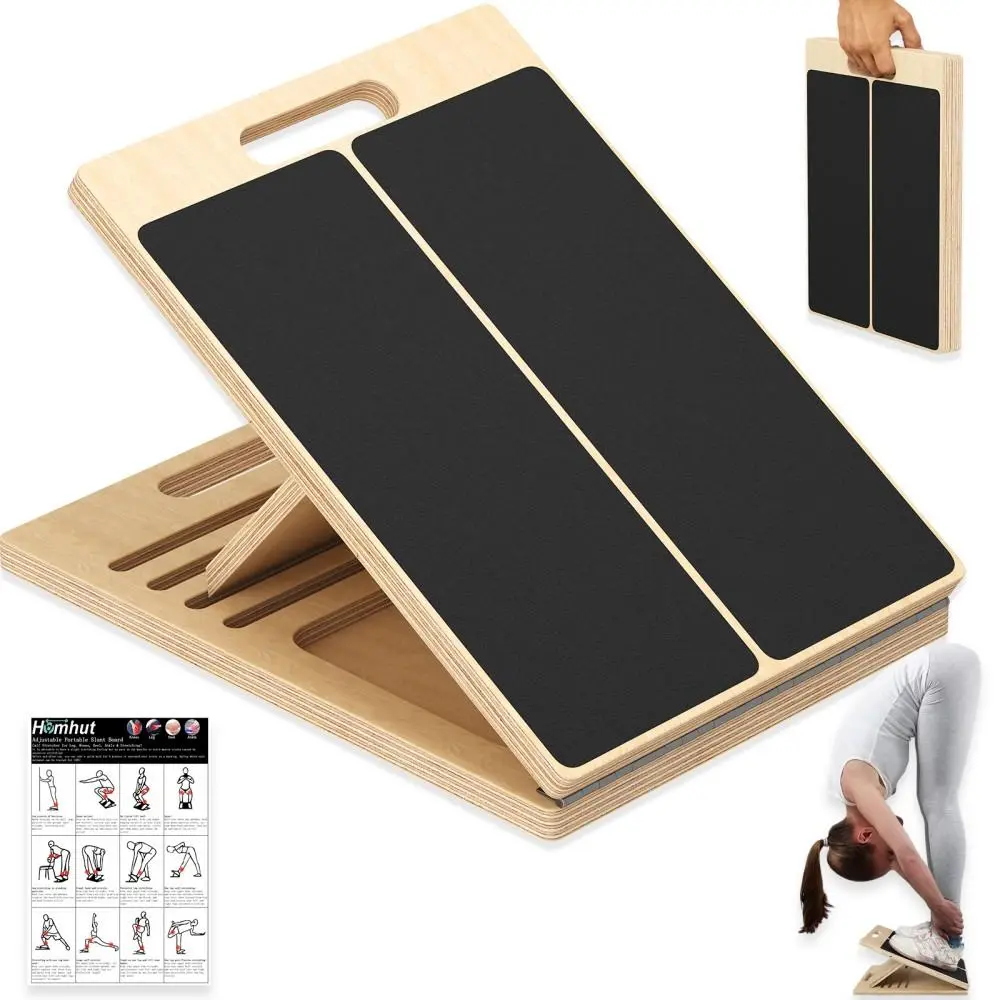 Adjustable Sanded Hardwood Calf Stretcher Board, Non Slip Traction Top for Pilates Yoga and Post-Injury Recovery(1PCS）