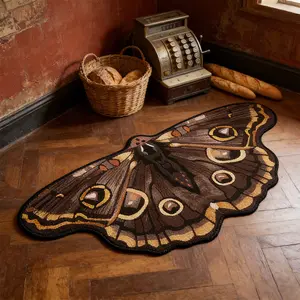 Irregular Shape Bedside Rug, Vintage Butterfly Carpet, Soft Velvet Mat, American Style Home Decor, Suitable for Bedroom, Living Room, Kitchen