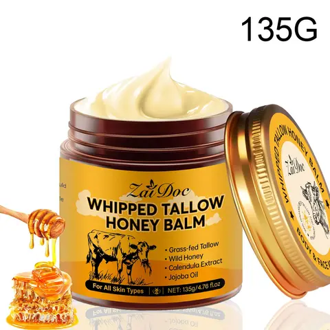 Zaidoc Organic Tallow Honey-Rich Balm (135G) Regular Edition - Unisex Adult Natural Body Care Moisturizer, Hydrating, Soothing, Nourishing, Gentle for Daily Face-to-Body Use, Ideal for All Skin Types