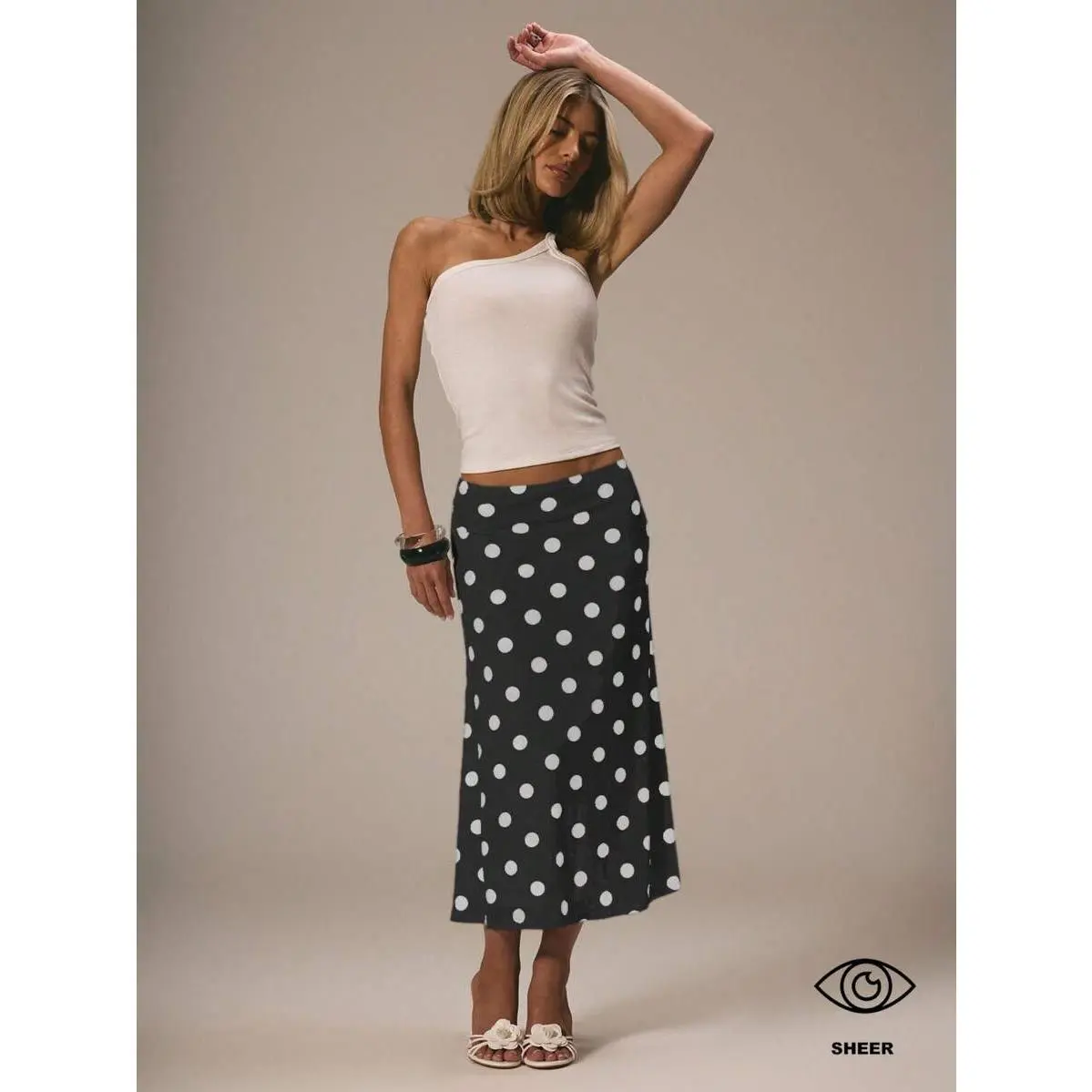 MUSERA Mesh Polka Dot Midi Skirt Fun Cute Dainty Girly Spring Summer Cute Graduation Birthday Wedding Guest Beach Vacation Work, Office Fall, Autumn, Winter, Back To School