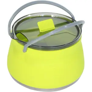 Folding Saucepan, Camp Cookware Hiking Silicone Folding Saucepan Water Kettle With Lid Cookware Travel Camping Pot(Green)