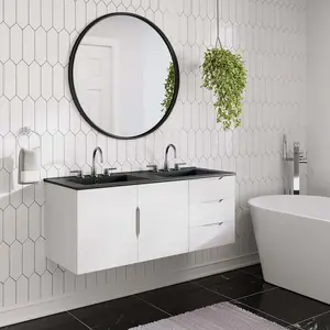 Modway Vitality 48" Double Sink Bathroom Vanity in White Black