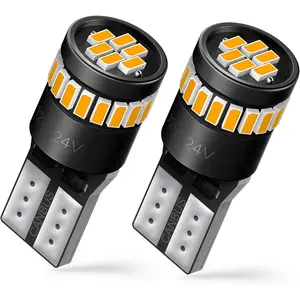 194 LED Bulb Amber Yellow 168 2825 W5W T10 Wedge 24-SMD 3014 Chipsets Replacement Bulbs For Car Dome,Map,License Plate,Courtesy,Step Lights (Pack of 2)