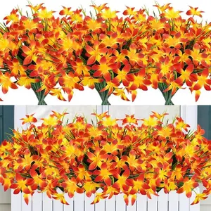 12 Bundles Colorful Artificial Flowers for Indoor and Outdoor Decoration, Versatile Plastic Flower Bouquets for Seasonal Use