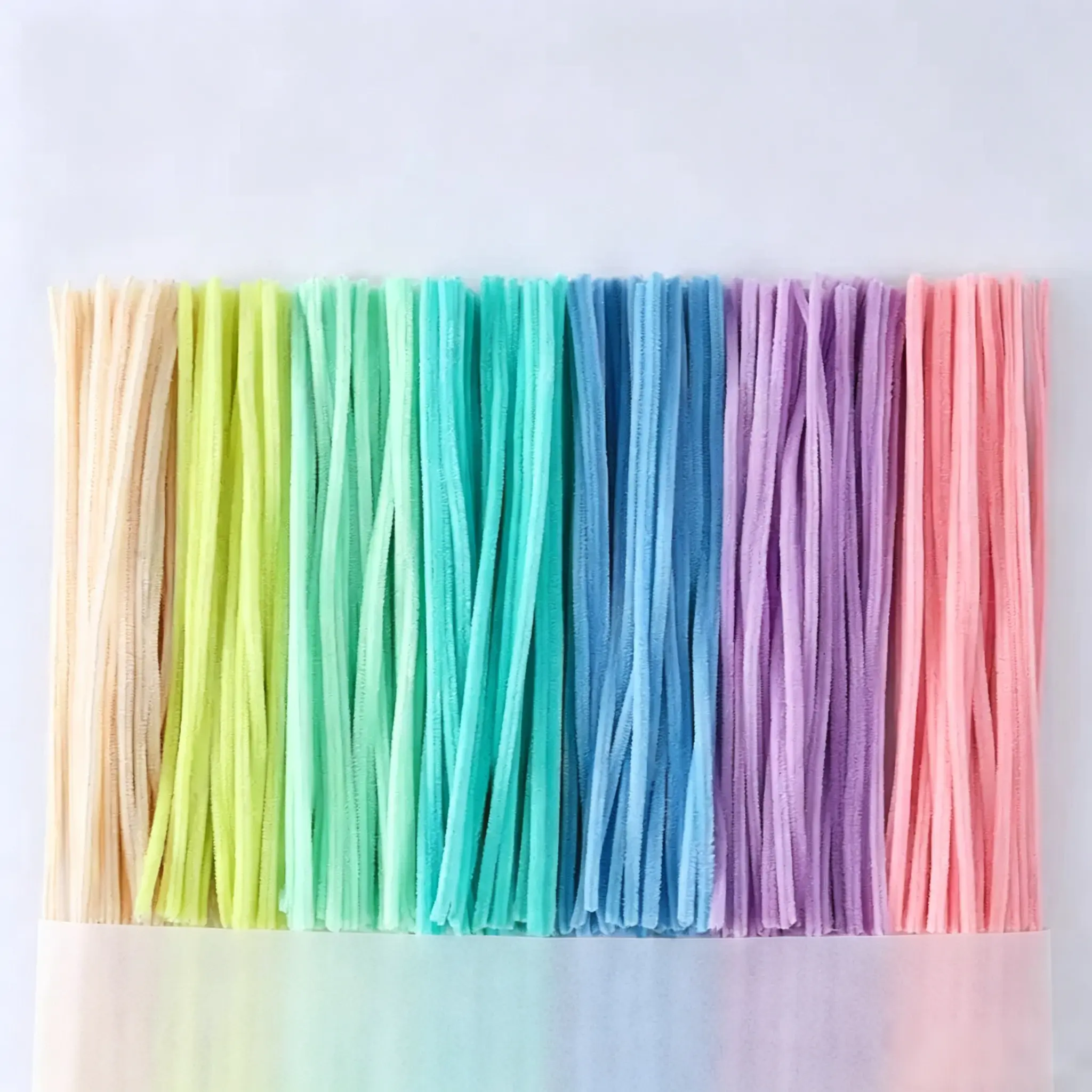 100 Macaron-Colored Synthetic Fiber Chenille Stems - Thickened Pipe Cleaners, 7 Soft-Toned Thick Colors, Ideal for DIY Crafts, Pipe Cleaner Flowers Projects