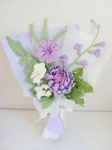 Handmade Crochet Dahlia Bouquet - Personalized Gift for Girlfriend - Home Decoration - Knitted Rose Flower - Forever Flower