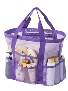 Large Beach Bag Mesh Travel Storage Tote, Multiple Pockets, Ideal Family Beach Bag, Essential Vacation Bag, Perfect for Outdoor Activities