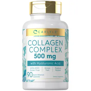 Carlyle Collagen Pills with Hyaluronic Acid 500mg | 90 Capsules | Hydrolyzed Collagen Supplement | Non-GMO, Gluten Free