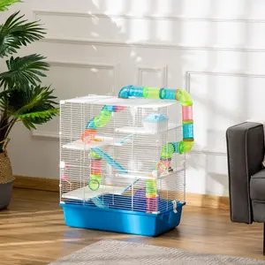 Well ventilated five tier hamster cage with complete play accessories suitable for raising all kinds of small pets indoors in the study room