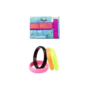 Bangle Bracelets - 80s - Plastic - Black/Neon - Costume Accessory - One Size