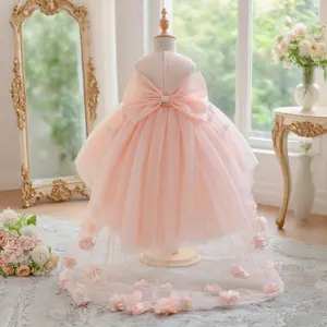 3083 Girls elegant party dress perfect for weddings and events design stylish train design elegant sweet floral dress