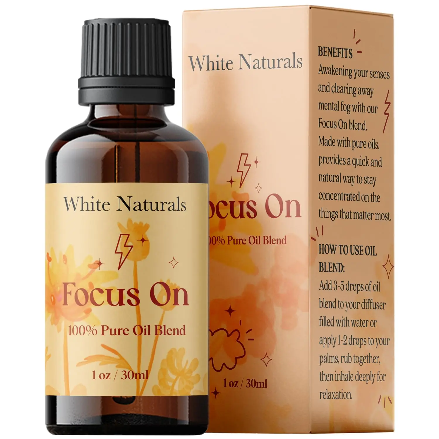 Focus On Essential Oil Blend, Refreshing Aromatherapy Oil for Clarity and Attention, 100% Pure & Natural Essential Oils for Productivity 1oz