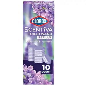 CLOROX Scentiva ToiletWand Toilet Cleaner Refills, Toilet brush, Lavender and Jasmine, 10 Count