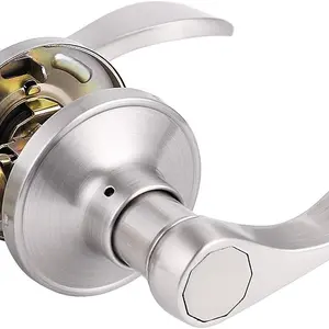 Gobrico 1 Pack Passage Door Handle in Satin Nickel, Interior Closet Hallway Drop Style Door Lever, Heavy Duty Door Knob Without Locking